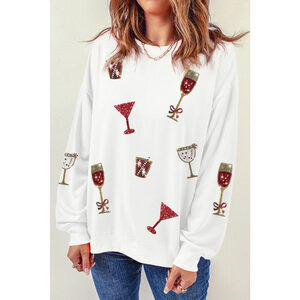 Sequin Round Neck Long Sleeve Sweatshirt